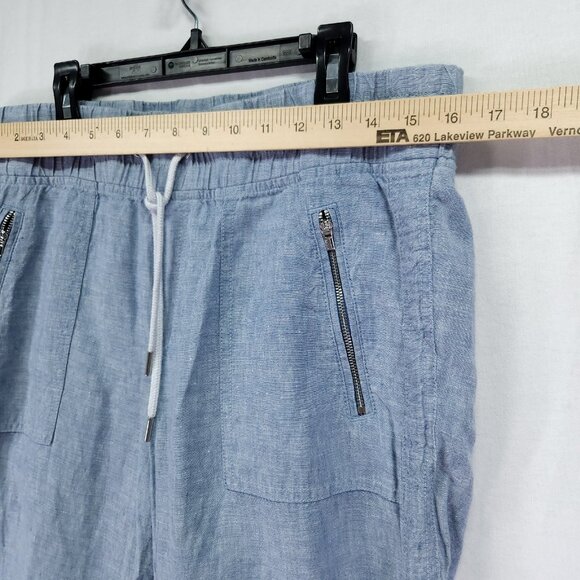 Athleta Cabo Linen Jogger Size 8 Pants Elastic Waist Drawstring Zip Pockets - Picture 4 of 13